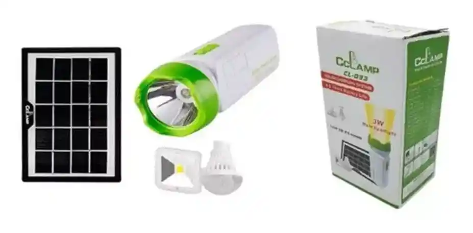 Kit Linterna Recargable 3w Portátil Liviana Con Panel Solar