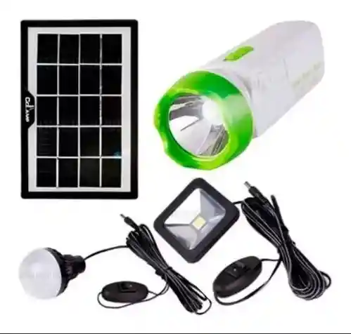 Kit Linterna Recargable 3w Portátil Liviana Con Panel Solar