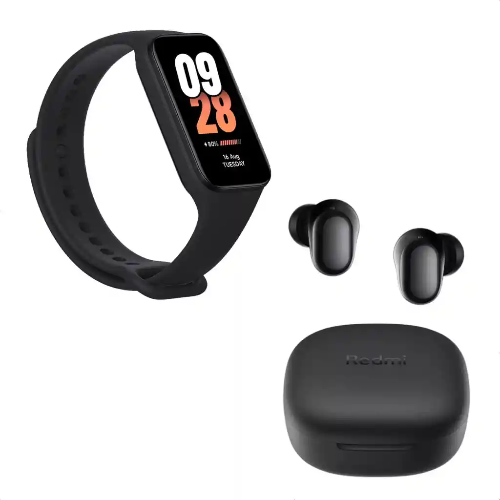 Xiaomi Smart Band 8 Active, Blk + Audífonos Buds 6 Play, Blk