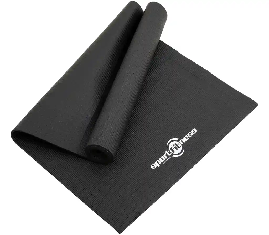 Colchoneta Mat Yoga Pilates Sportfitness 6mm Tapete Gym Negra