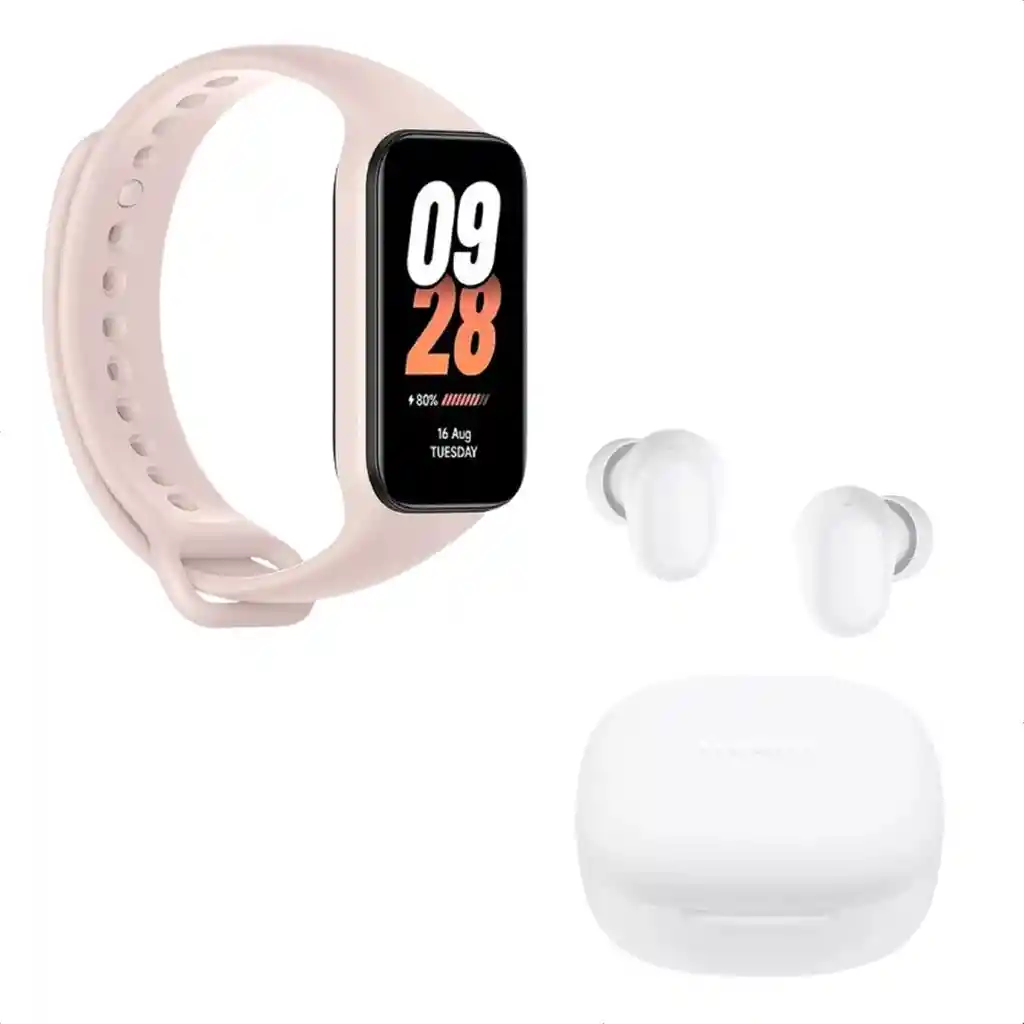 Xiaomi Smart Band 8 Active, Pnk + Audífonos Buds 6 Play, Wht