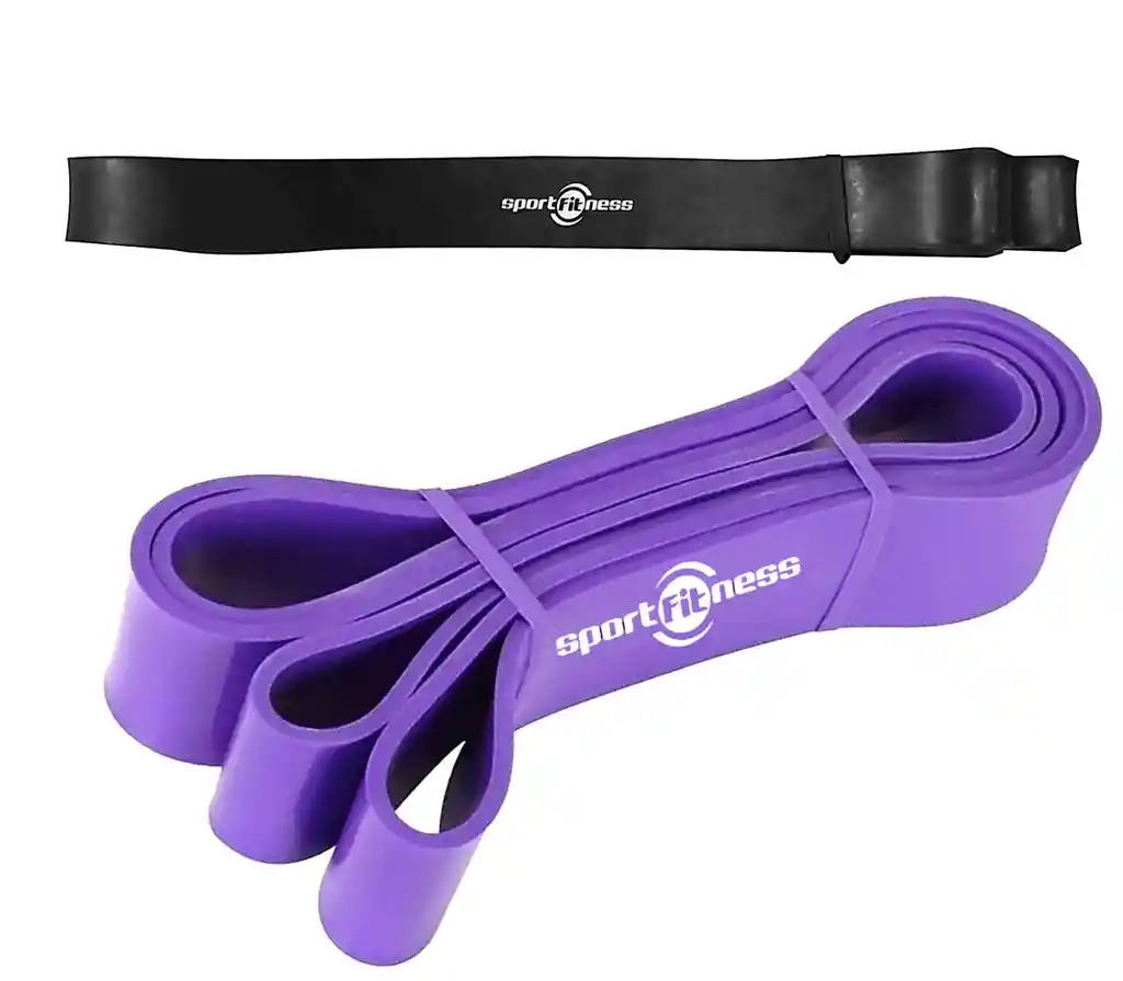 Banda Poder Sport Fitness Elástica Kit Negro + Morada Gym