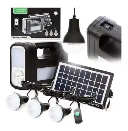 Kit Panel Solar Con Batería Y 3 Bombillos De 3w Carga Usb 5v