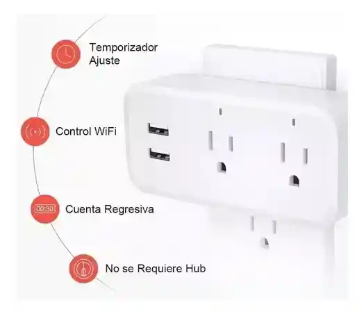 Enchufe Inteligente Tomacorriente Doble Alexa Google 2 Usb