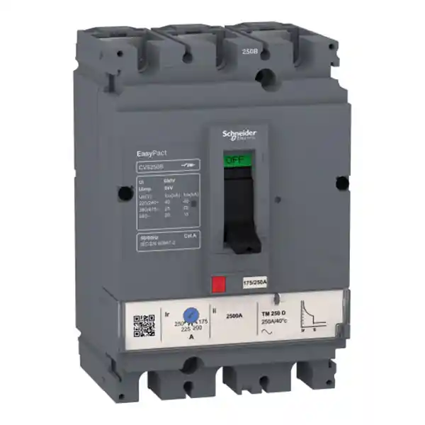 Breaker Industrial Easypact Cvs Regulable 3 Polos 112 Amperios - 160 Amperios Icu 40 Kiloamperios 240 Voltios - Schneider Lv516303