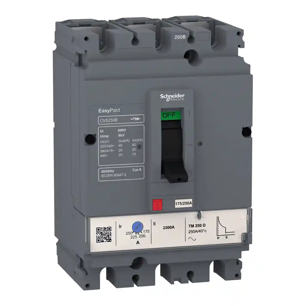 Breaker Industrial Easypact Cvs Regulable 3 Polos 22 Amperios - 32 Amperios Icu 40 Kiloamperios 240 Voltios - Schneider Lv510302