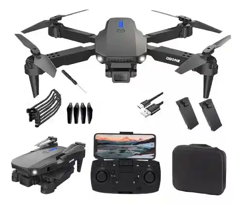 Drone E88 Con Doble Cámara Hd Negro 2.4ghz 2 Batería