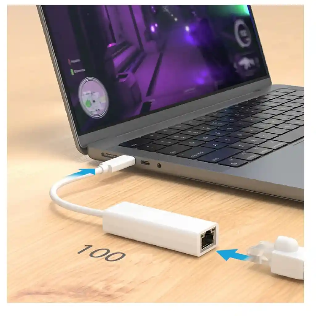 Adaptador Usb-c - Tipo C A Puerto Ethernet Rj45 Para Macbook O Pc