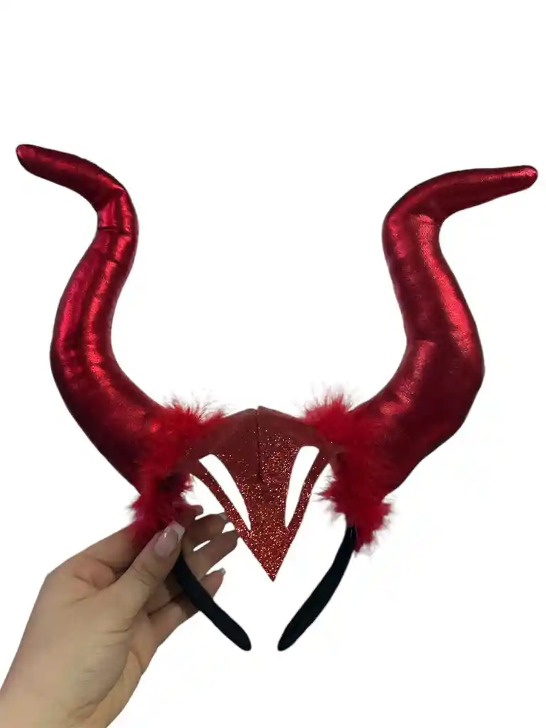 Diadema Balaca Cuernos Malefica Rojos 20cm Disfraz Hallowen