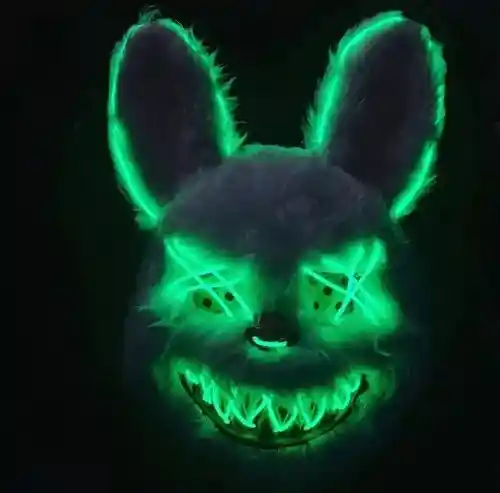 Mascara De Peluche Conejo Asesino Malo Halloween Disfraz Con Luces Led Neon