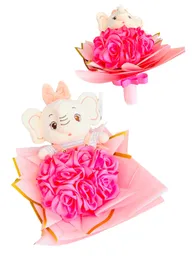 Regalo Ramo De Rosas Eternas Rosadas Con Elefantica Coquette - Regalo Amor Y Amistad - 21 De Septiembre