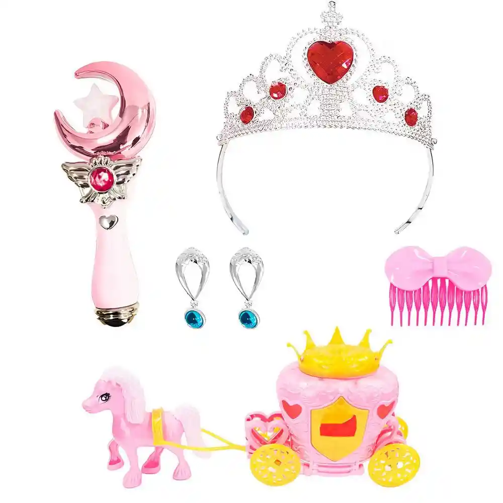 Set Varita Princesa Reina Corona Cetro + Accesorios Juguete