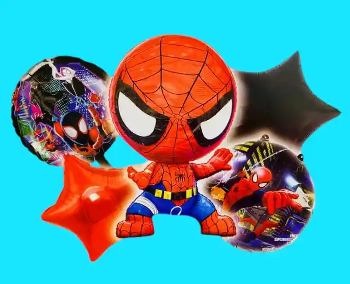 Bouquet X5 Globos Metálizados Hombre Araña Baby