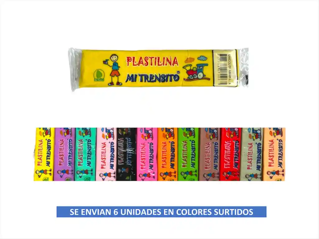 Plastilina Barra 55 Gm X 6 Colores Mi Trensito