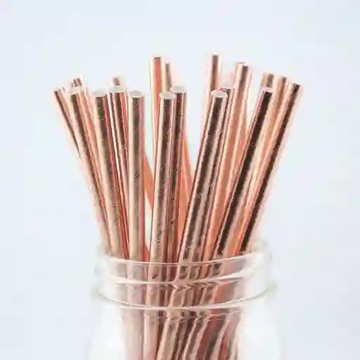 Paquete Pitillos De Papel Oro Rosa X 25 Und