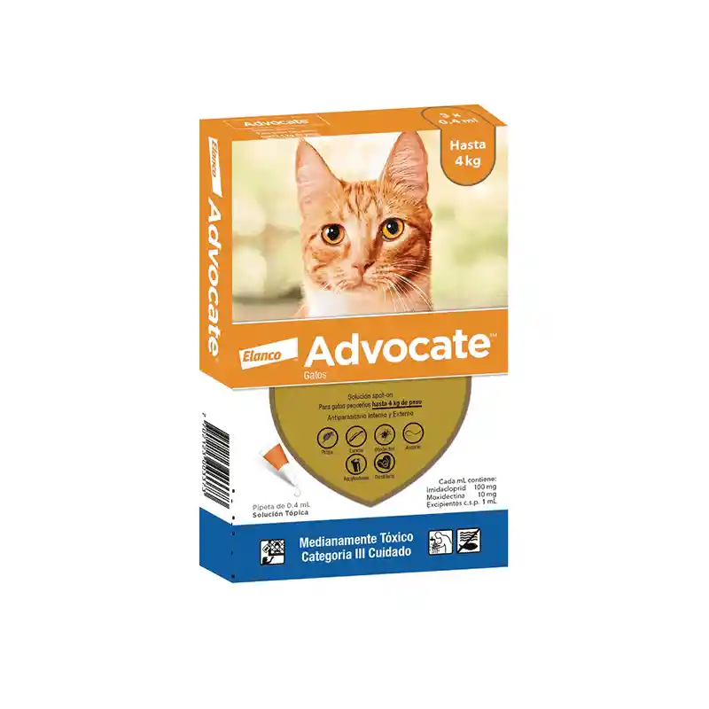 Advocate Gato Hasta 4kg X1 Pipeta