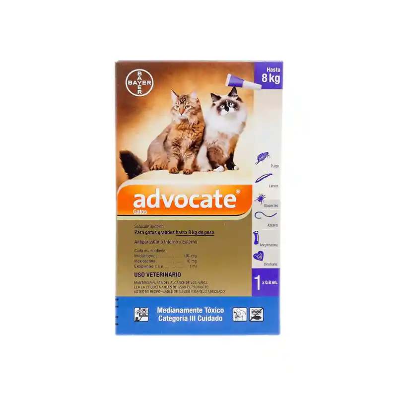 Advocate Gato Hasta 8kg X3 Pipetas