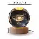 Lampara Esfera Bola De Cristal 3d Base De Madera Via Lactea