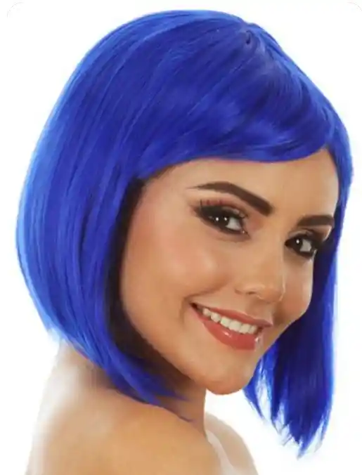 Peluca Color Azul Oscuro Cabello Corto Disfraz Halloween