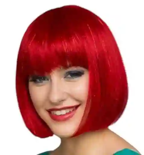 Peluca Color Rojo Cabello Corto Disfraz Halloween