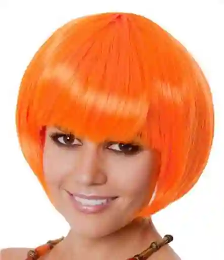 Peluca Color Naranja Cabello Corto Disfraz Halloween