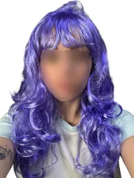 Peluca Color Morado Cabello Largo Disfraz Halloween