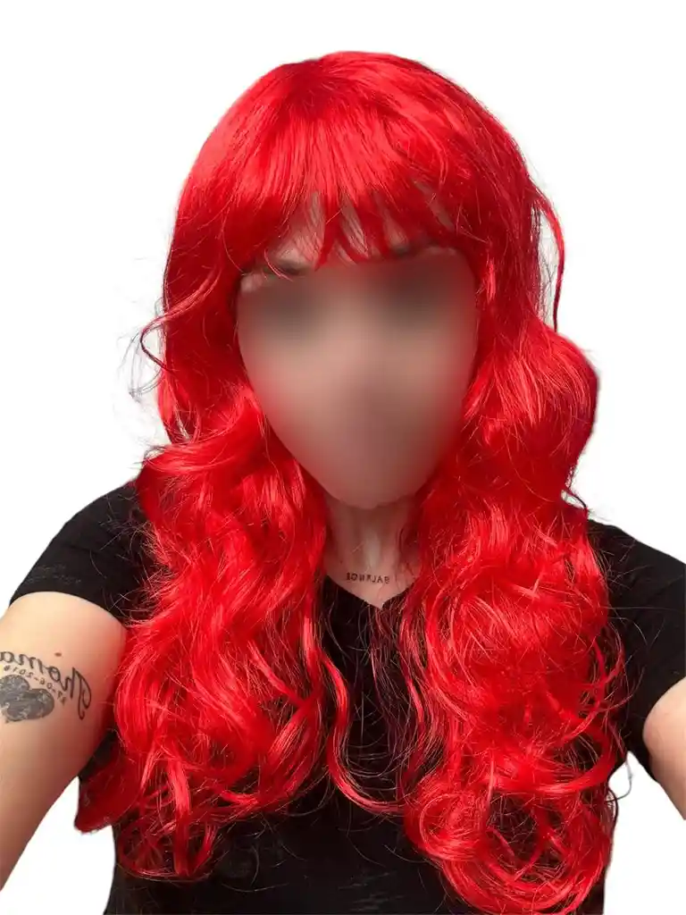 Peluca Color Rojo Cabello Largo Disfraz Halloween