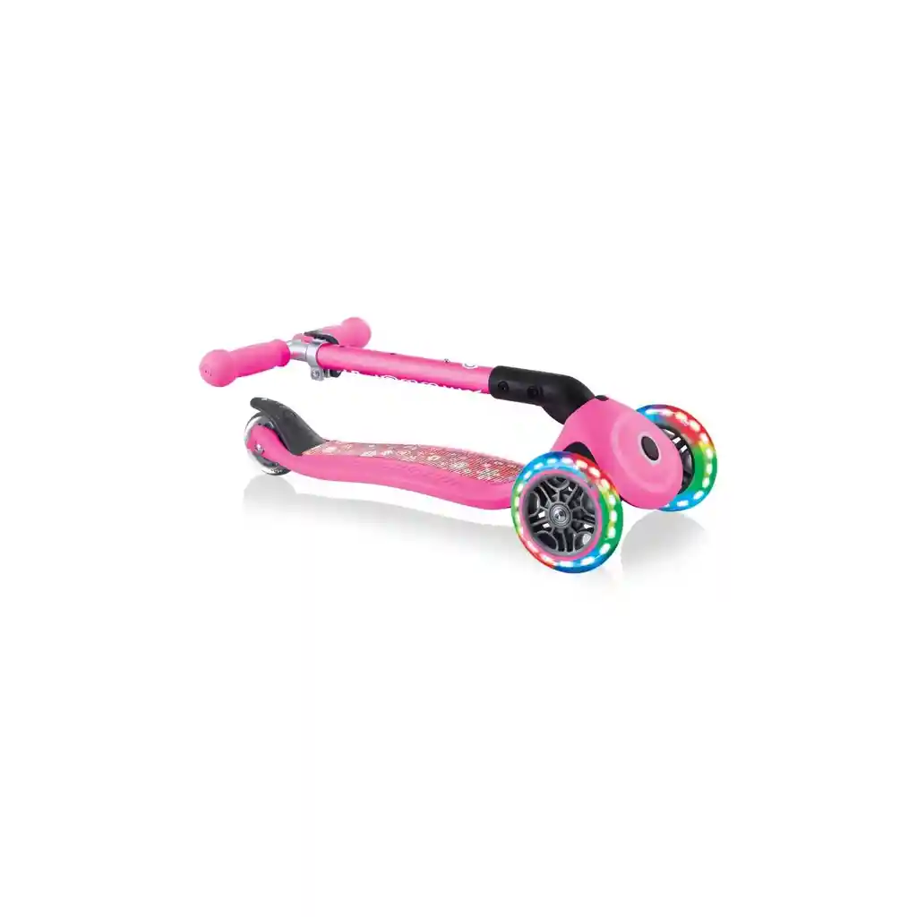 Patineta Plegable Con Luces Globber Junior Rosado Para Niños