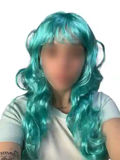 Peluca Color Azul Turquesa Cabello Largo Disfraz Halloween