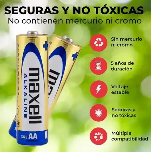 Batería Pila Alcalina Maxell Pack De 2 Pilas Aa