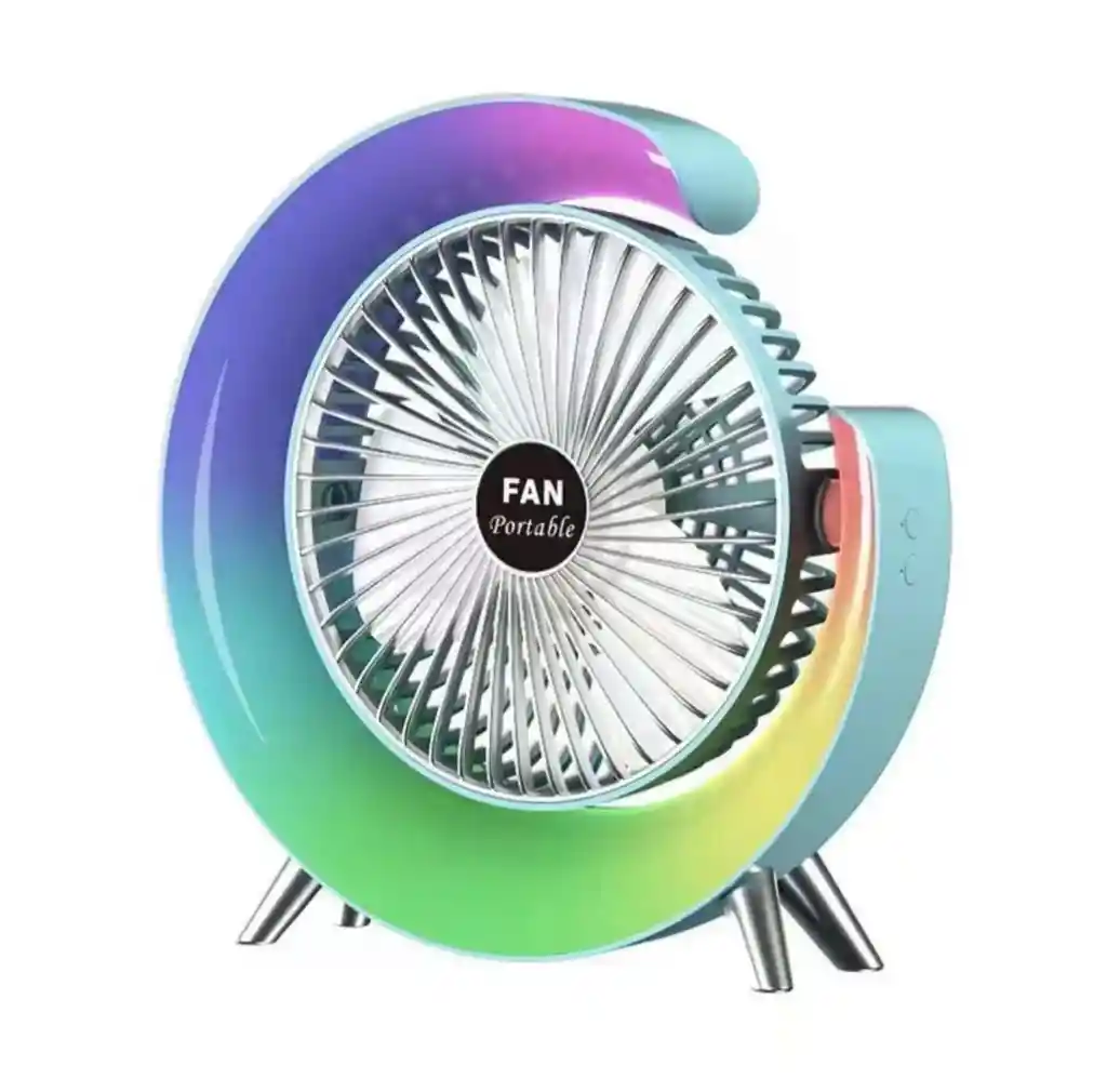 Ventilador De Escritorio Portátil Sin Aspas Con Luz Nocturna, 180°ajustable Led 7 Colores Rgb