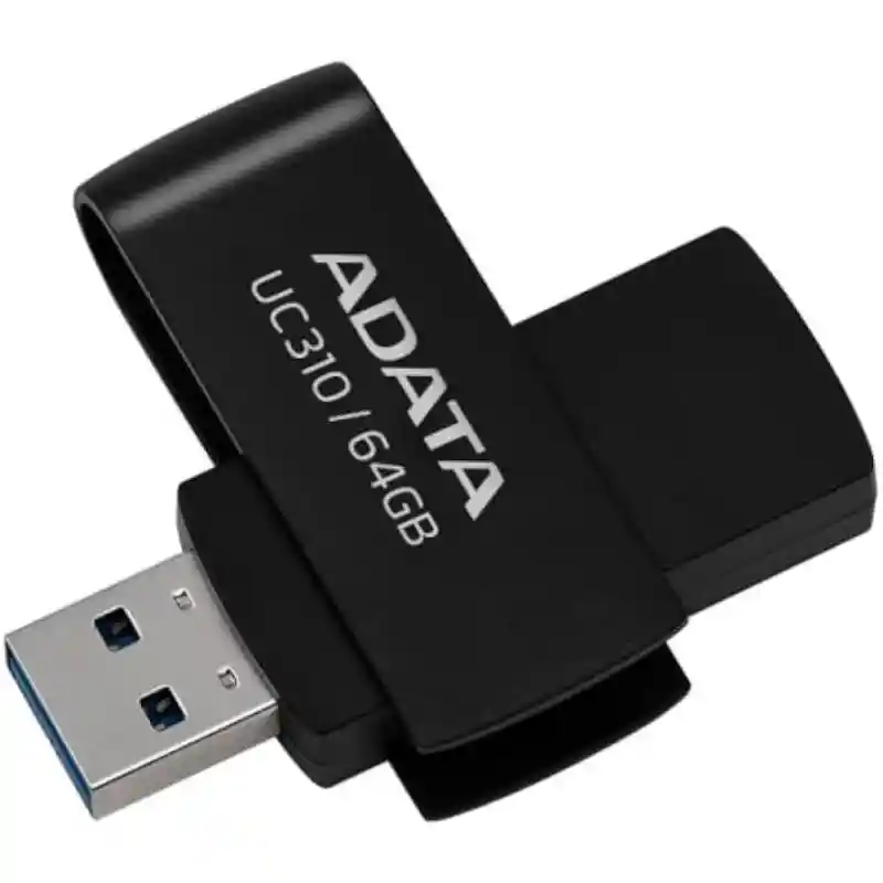 Memoria Usb Adata Uc310 64gb Negra 3.2 Lectura 100 Mb/s