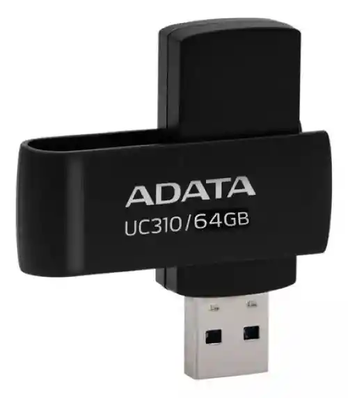 Memoria Usb Adata Uc310 64gb Negra 3.2 Lectura 100 Mb/s