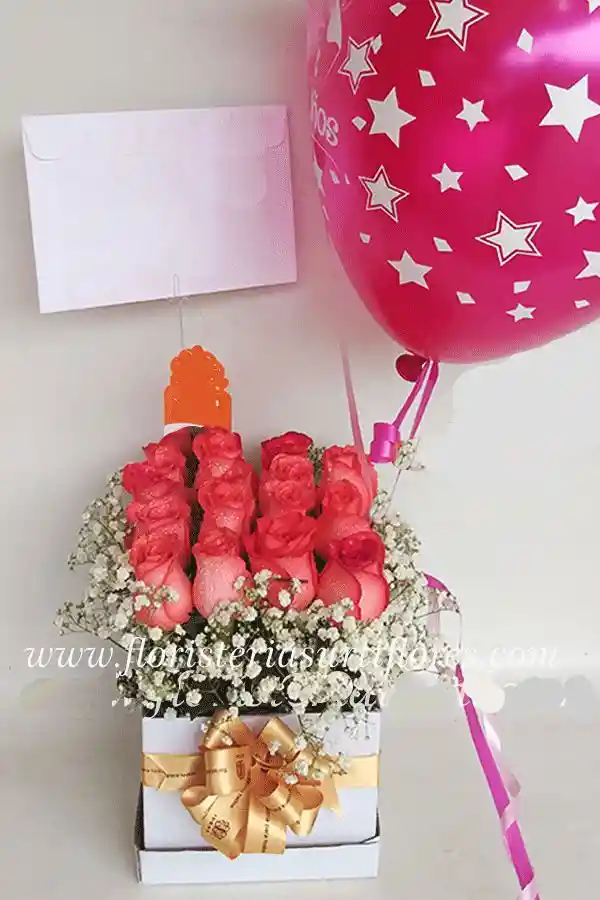 Caja De Rosas Rosada