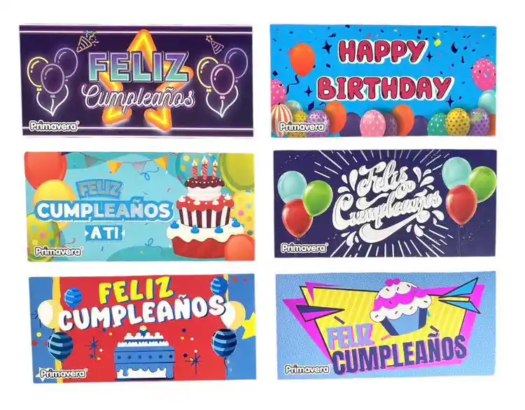 Lluvia De Sobres Feliz Cumpleaños Diseños Surtidos X 2 Unidades