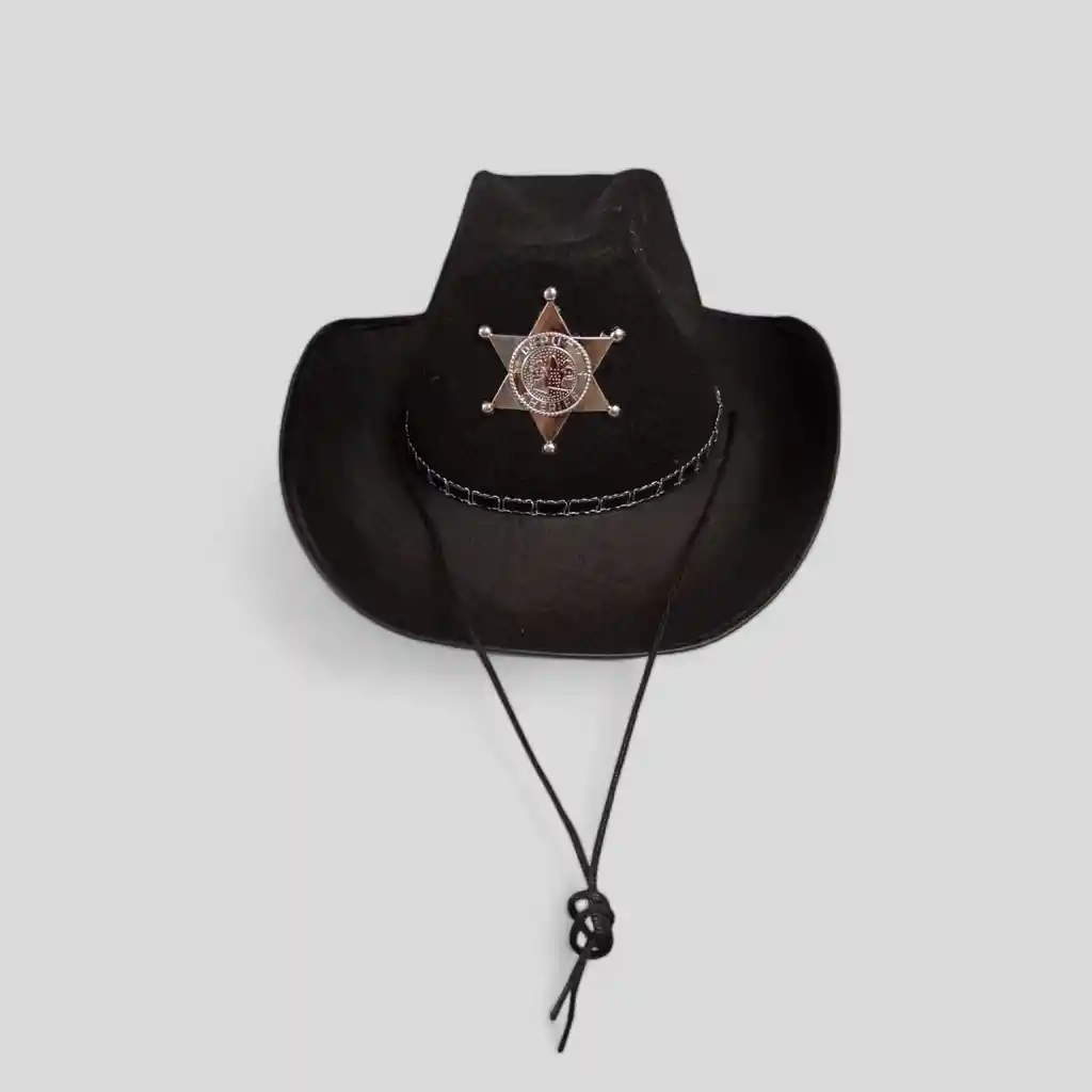 Sombrero Sheriff Policia Negro Para Niño Halloween