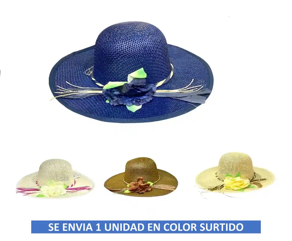 Sombrero Pava Colores Surtido X 1 Unidad