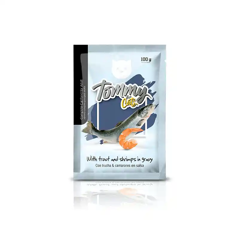 Pouch Tommy Gato Adulto Trozos De Trucha Y Camaron 100gr