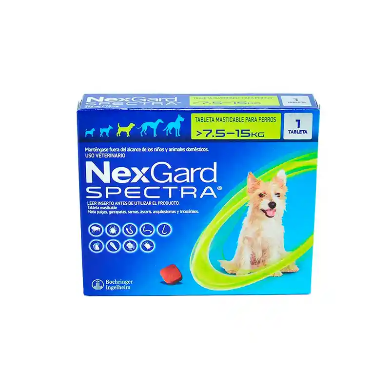 Nexgard Spectra M 7.5 A 15 Kg (verde)