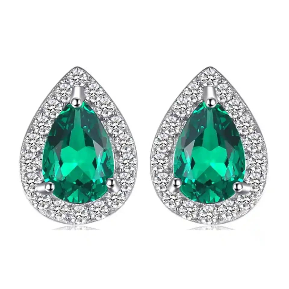 Aretes Topitos Regalos Para Mujer Con Esmeralda Rusa En Plata 925