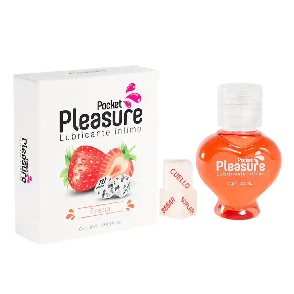 Lubricante Fresa X 20 Ml Y Dados Pocket Pleasure