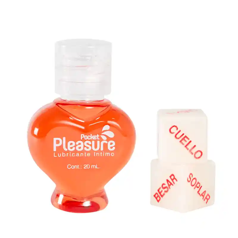 Lubricante Fresa X 20 Ml Y Dados Pocket Pleasure
