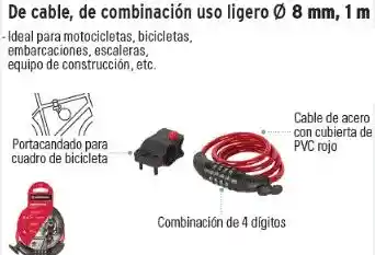 Candado De Cable Con Clave Para Bicicletas, Motos Y Portones De 1 Metro