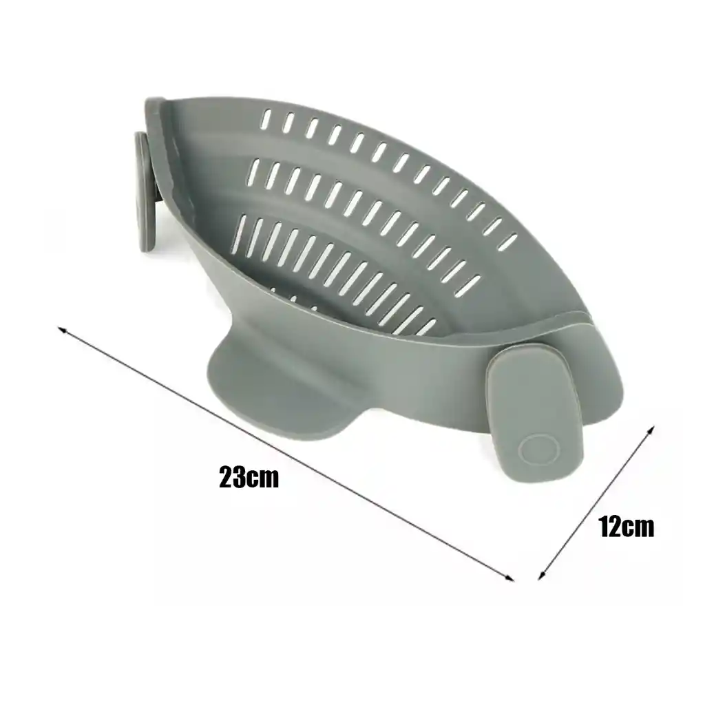 Colador Silicona Lavar Alimentos Cocina Ollas Universal Clip Gris