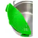 Colador Silicona Lavar Alimentos Cocina Ollas Universal Clip Verde