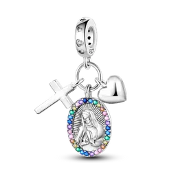 Charm Dije Virgen María Religión Católica Protección Plata 925