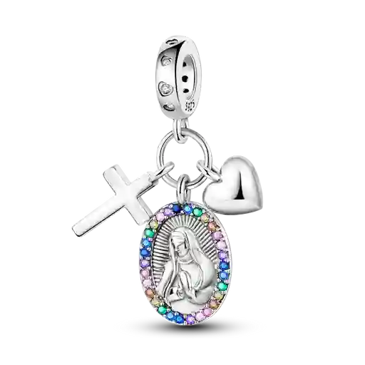 Charm Dije Virgen María Religión Católica Protección Plata 925