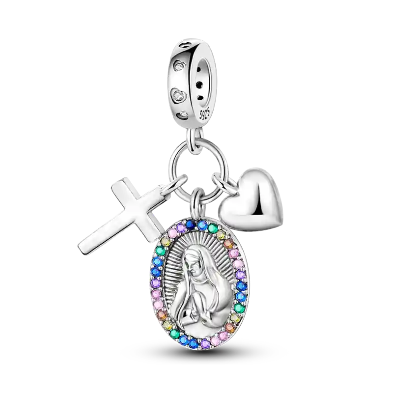 Charm Dije Virgen María Religión Católica Protección Plata 925