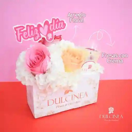 Box Floral Con Fresas Con Crema