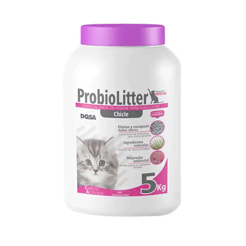 Arena Recipiente Probiolitter Chicle 5,5 Kg